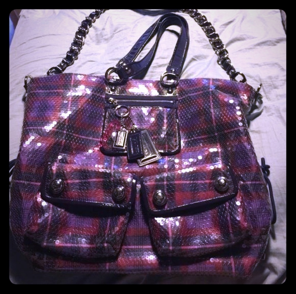 Large sequin tote coach